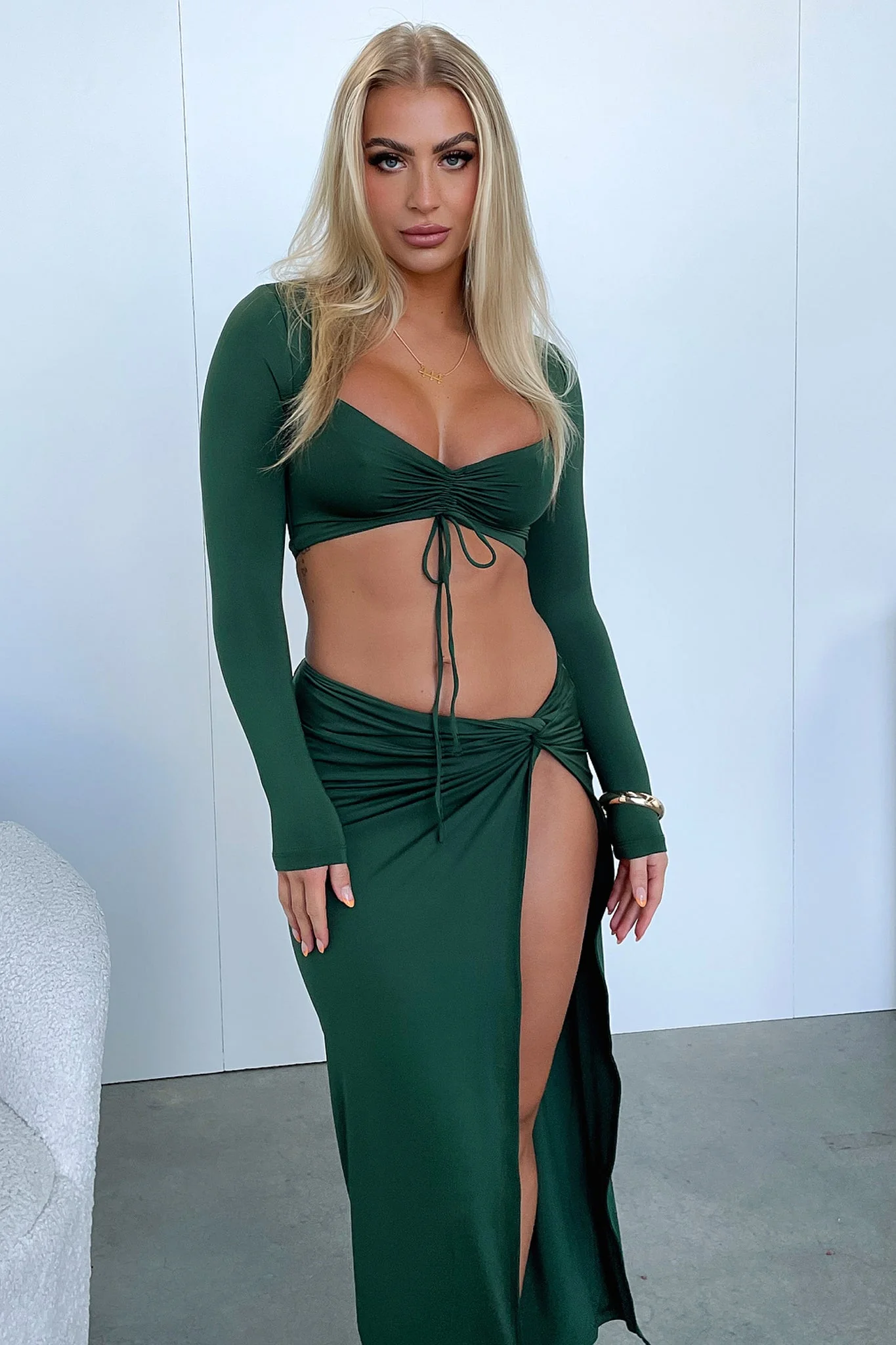 Victoria Long Sleeve Crop - Emerald
