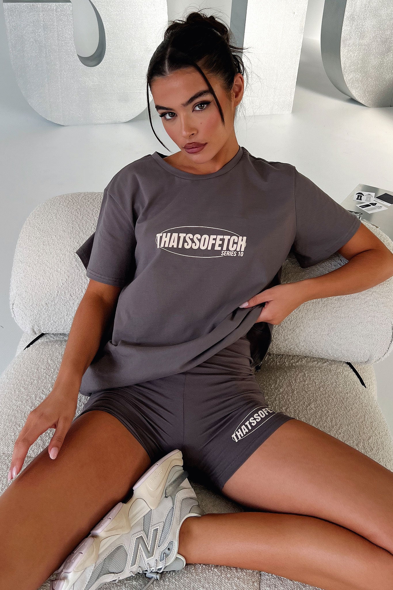 Series 10 Oversized Tee - Charcoal/Beige