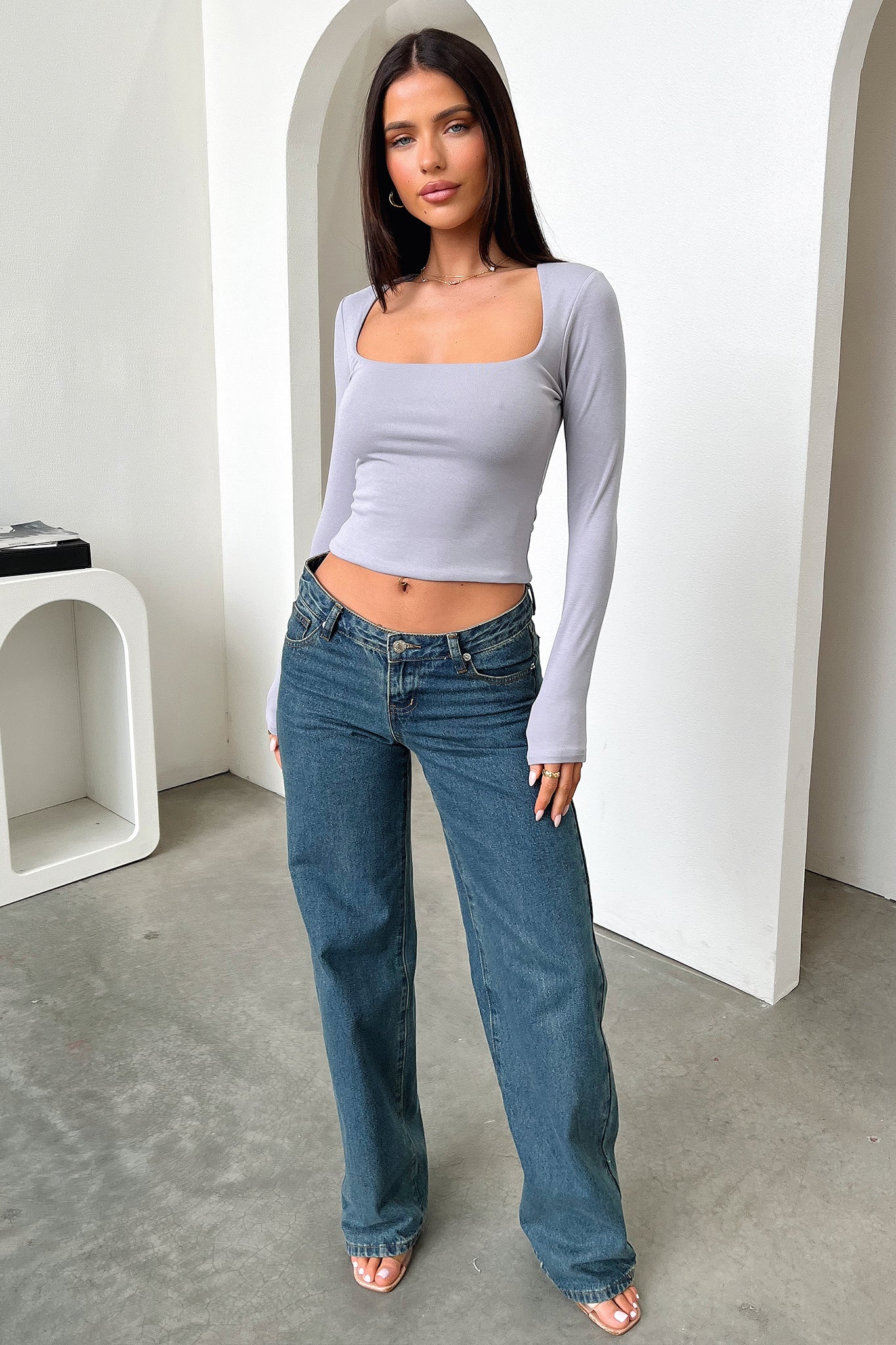 Andre Long Sleeve Top - Grey