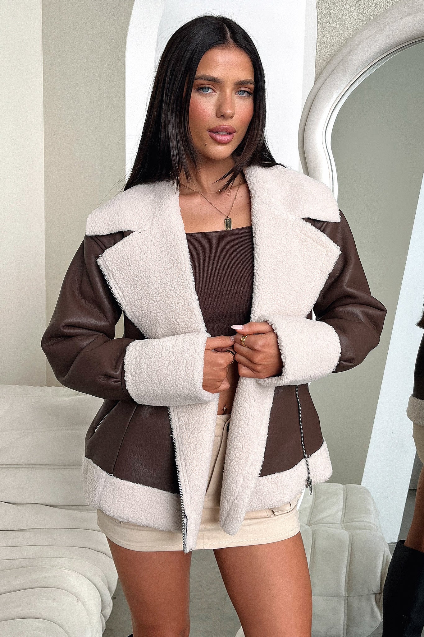 Kobie Faux Leather Jacket - Brown