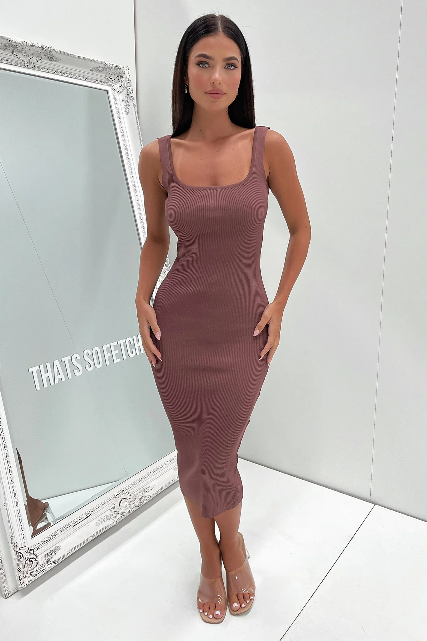 Neeha Midi Dress - Brown